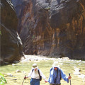 1980 Ric, Dorry crossing a canyon creek.jpeg